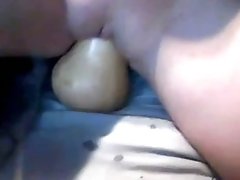 My girlfriend loves to fuck her tight pussy with a huge pumpkin