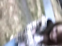 Naughty Jenny rubbing dicks on Car and Blowjob Outdoor